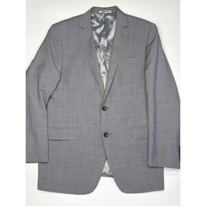 DKNY‎ Men Grey Plaid Two Button Blazer Sport Coat Jacket Size 42R